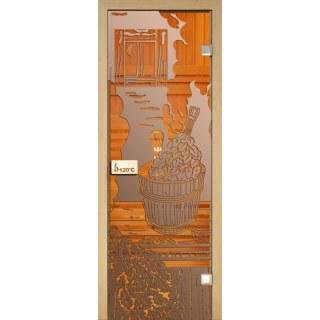 Скляні двері для сауни Україна 80х190 бронза з малюнком 67583 фото