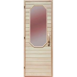 Деревянная дверь с матовым стеклом для сауны Украина 80х210 липа (вариант 2) 67561 фото