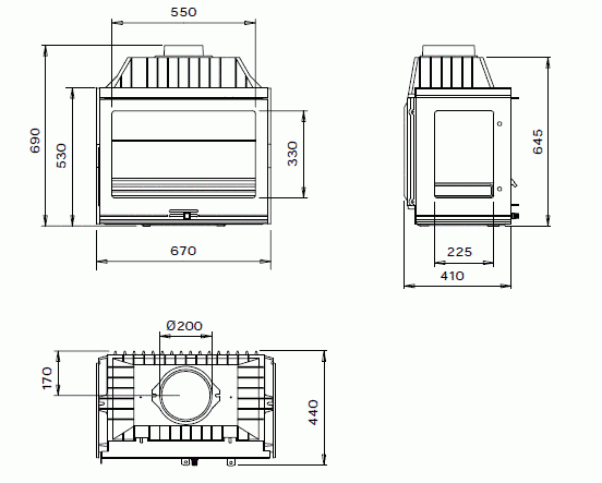 Камінна топка Dovre 2100 S3 тристороння -10 кВт Dovre 2100 S3 фото