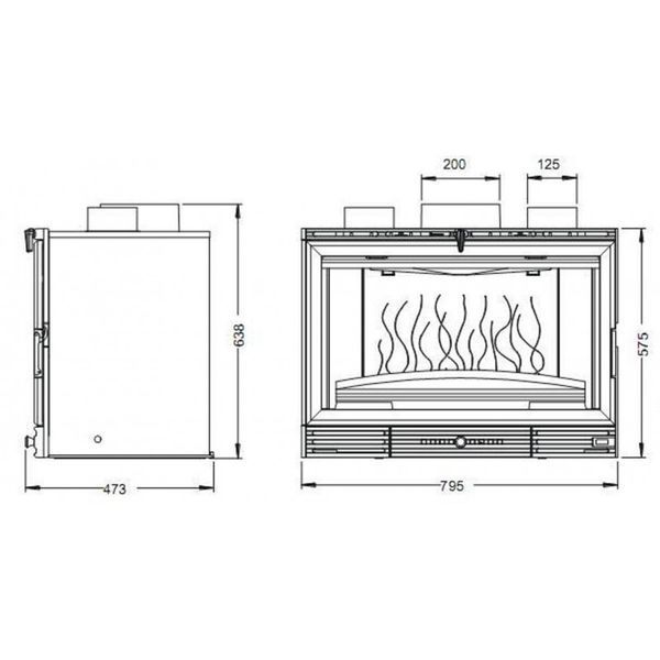 Каминная топка Invicta 800 Vision Totale Turbo-18 кВт 800 Vision Totale Turbo фото