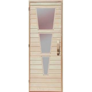 Деревянная дверь со стеклом для сауны Украина 70х190 липа (вариант 2) 67550 фото