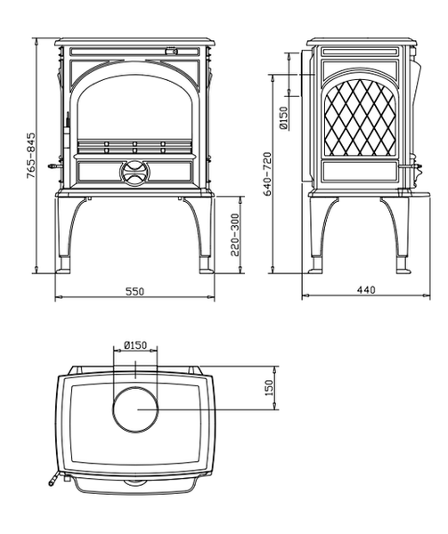 Чавунна мульти піч Dovre 425 GM/E10 E10 глянцевий чорний емаль - 8 кВт 425 GM/E10 эмаль фото