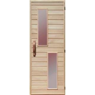 Деревянная дверь со стеклом для сауны Украина 70х210 липа (вариант 2) 67552 фото