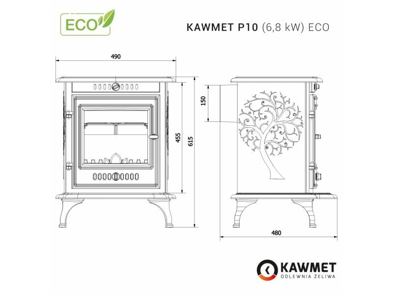 Чавунна піч-камін KAWMET P10 (6. 8 kW) ECO KAWMET P10   фото