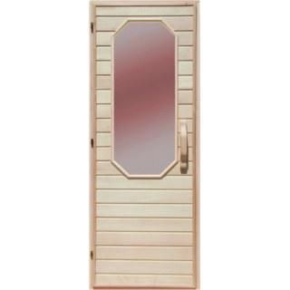 Деревянная дверь со стеклом для сауны Украина 80х190 липа (вариант 2) 67553 фото