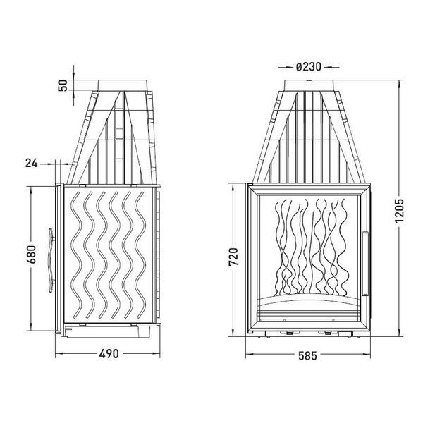 Каминная топка Invicta 720 Vertical-16 кВт Invicta 700 Vertikal фото