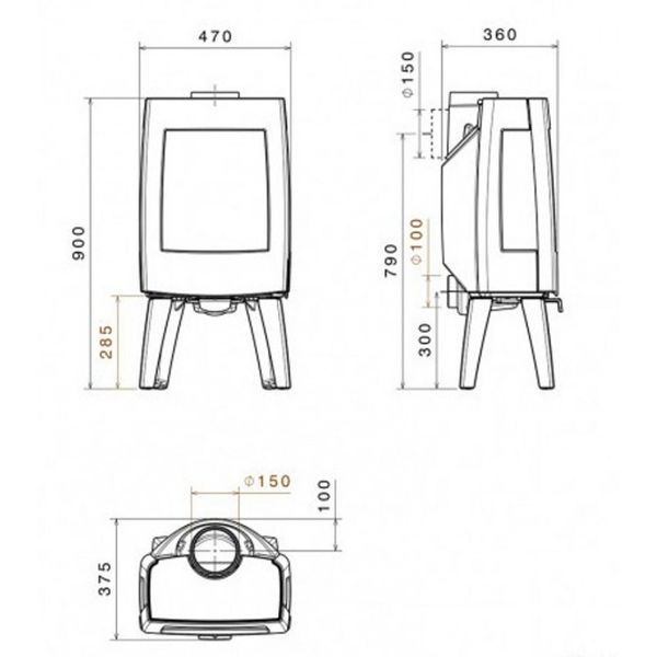 Чугунная печь Dovre Sense 103/E10 эмаль глянцевый черный - 7 кВт Sense 103/E10 эмаль фото