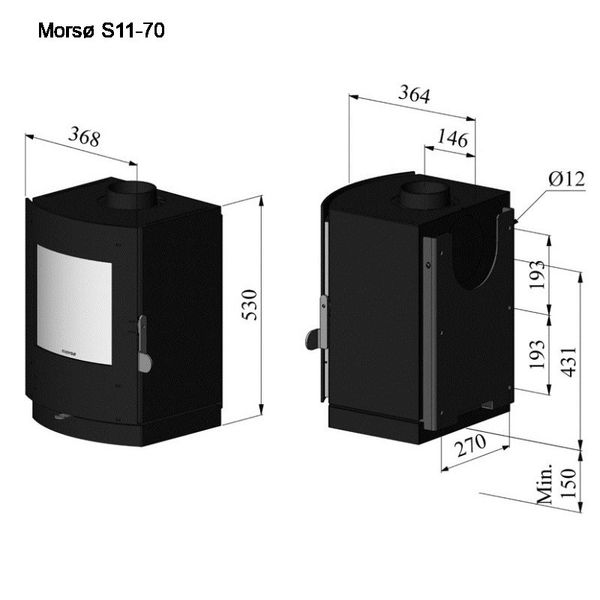 Піч сталева Morso S11-70 (настінна) Morso S11-70 (настенная) фото