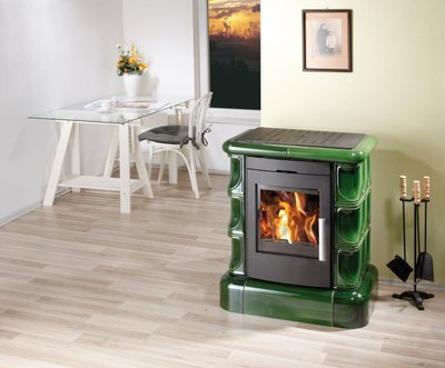 Кафельная печка на дровах (каминофен) Manta зеленая 1398925451 фото