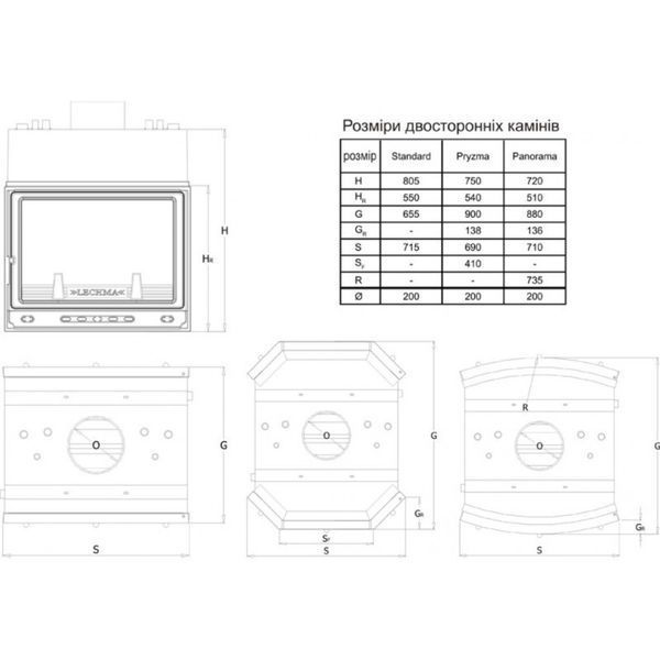 Каминная топка Lechma PL-190 Standard Lux 15 кВт (двухсторонняя) PL-190 Standard Lux 15 фото