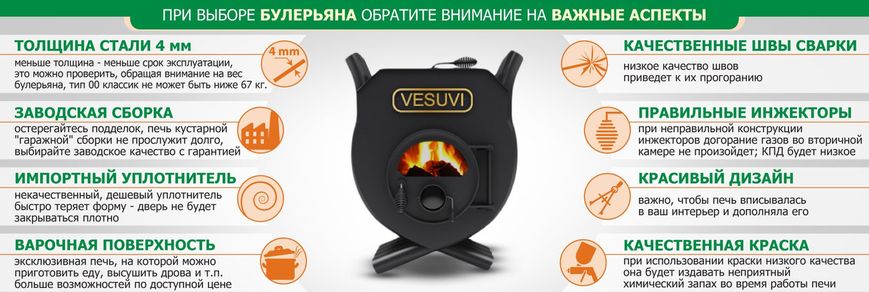 Буржуй аналог дешевый Везувий КП-12 «00» «VESUVI» с плитой фото