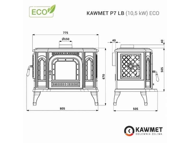 Чавунна піч KAWMET P7 LB(10,5 kW) ECO KAWMET P7 LB  фото