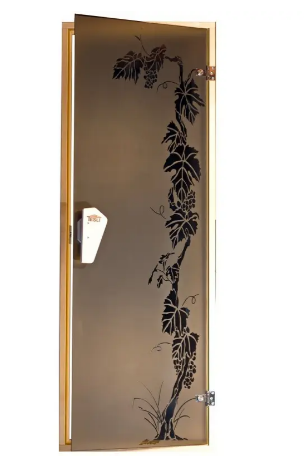 Стеклянная дверь для сауны Tesli Виноград RS 1900 x 700 10284 фото