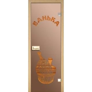 Стеклянная дверь для сауны Украина 60х190 бронза с рисунком 67579 фото