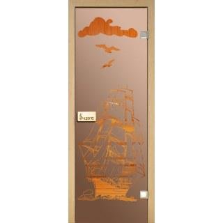 Стеклянная дверь для сауны Украина 70х200 бронза с рисунком 67581 фото
