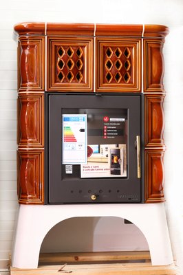 Кафельная печка на дровах c водяным контуром Haas+Sohn Treviso Медовая. 1398925194 фото